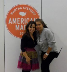 My Colombian friend Adriana Weisberg. I fist met her in one of my visits to the show She comes into my dressing room with a tray of cappuccino,croissants, fruit/yogurt and granola and says;" I know who you are. I used to watch you on TV on Colombia". She is the Hospitality Artist. One of MArthas loyal team of Colombians she has surrounded herself with. Every time I come , I get some warm , over and beyond Colombian hospitality, she is kind, genuine, thoughtful and such a wonderful friend. Always love catching up with her!